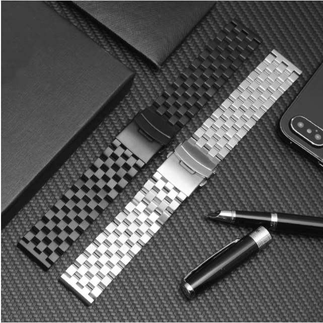 Super II Tali Jam 20mm Strap Coros Apex 2 43mm - Metal Stainless Steel Brushed Padat