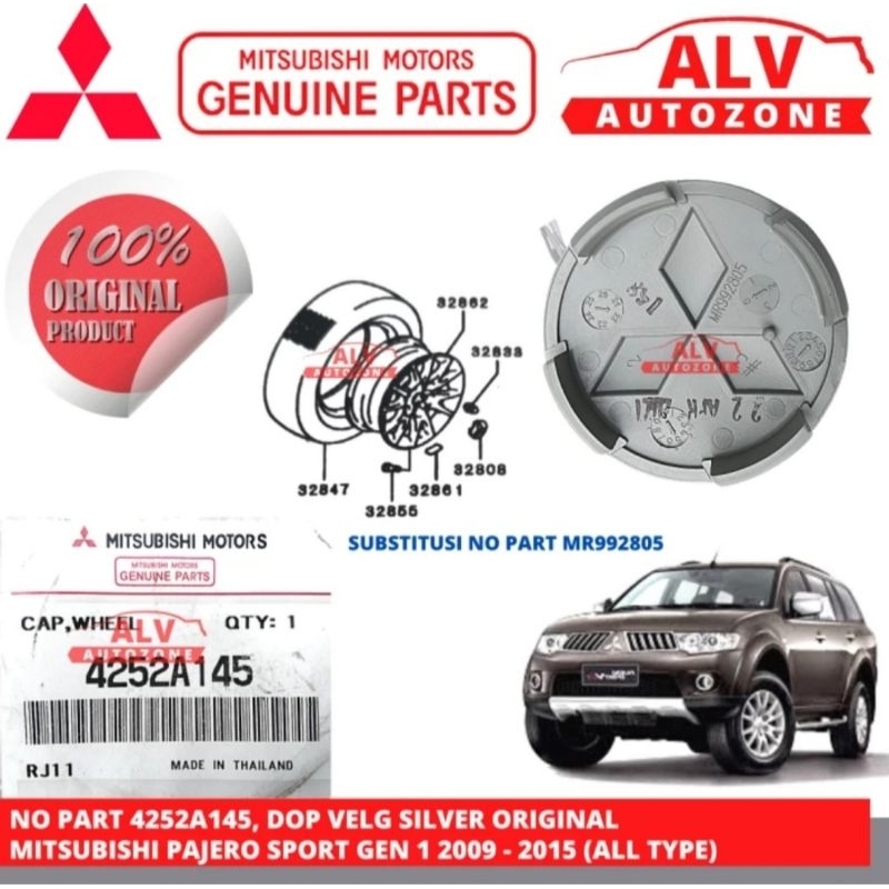 TUTUP DOP VELG PELEK VELEG MITSUBISHI PAJERO SPORT ORIGINAL