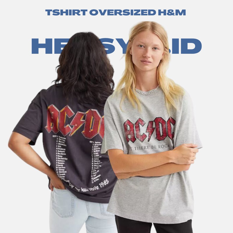 [ORIGINA TSHIRT BRAND] Tshirt Kaos Oversize HM ACDC TOUR BLACK/ACDC ROCK 1997 GREY, 100% Katun ORIGI