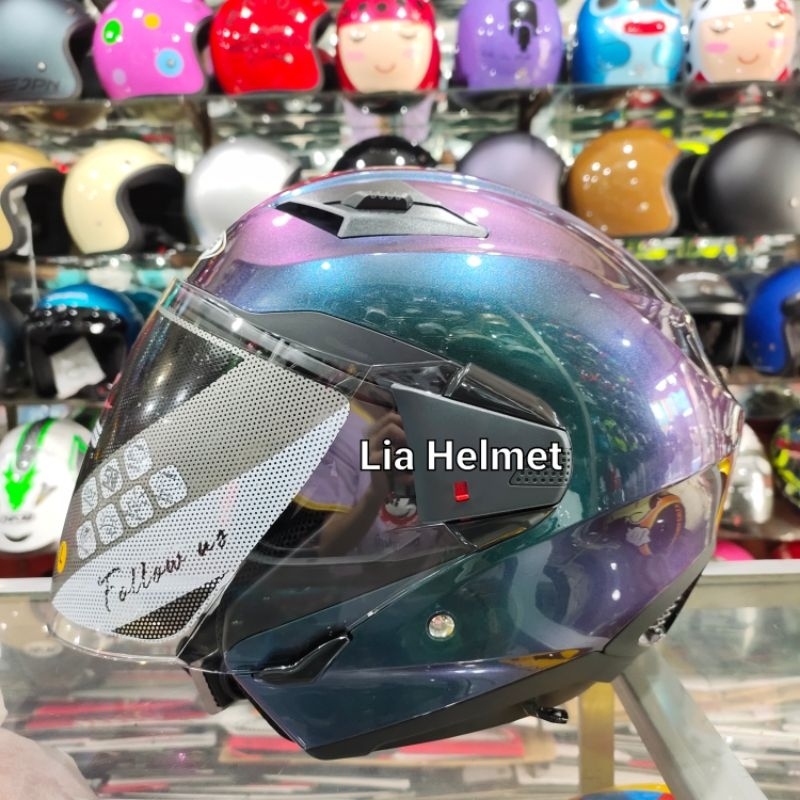 Helm half face Zeus 611 polos Chamaleon Purple / Zeus 611 Chamaleon purple / helm zs611 Original Cha