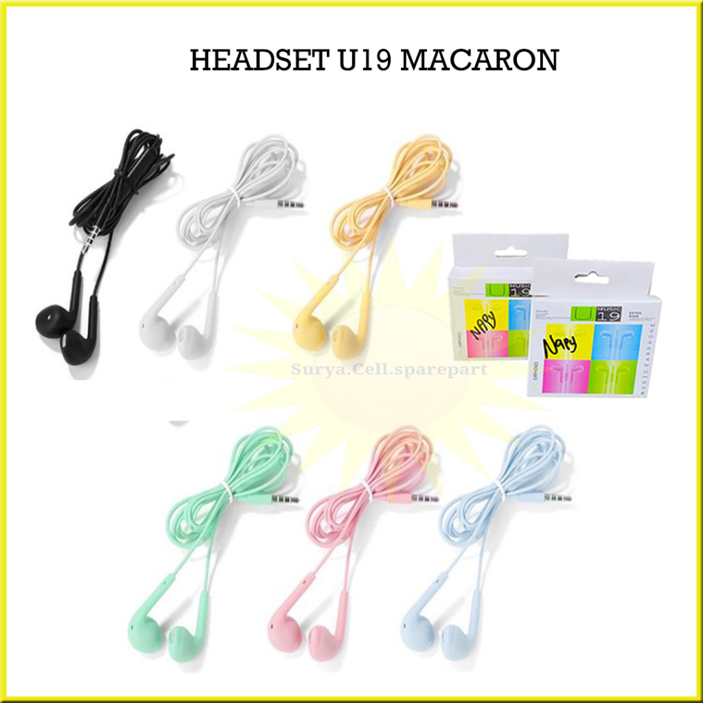 U19 Macaron Handsfree | Yi Tai Macaron Earphone Headset Matte Colour Macaron Hifi Bass - SC