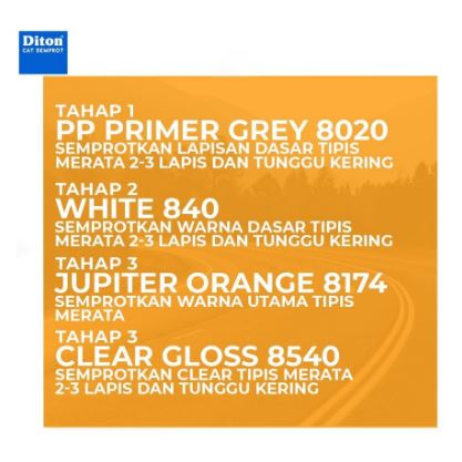 Pilox Diton Jupiter Orange 8174 300ml Warna Oranye Oren Orens Yamaha Metalik Metallic Sepeda Motor Mobil