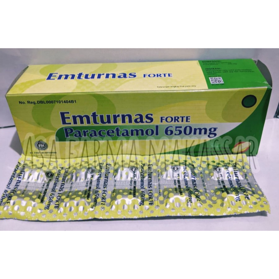 Paracetamol EMTURNAS FORTE 650mg tablet - strip 10s