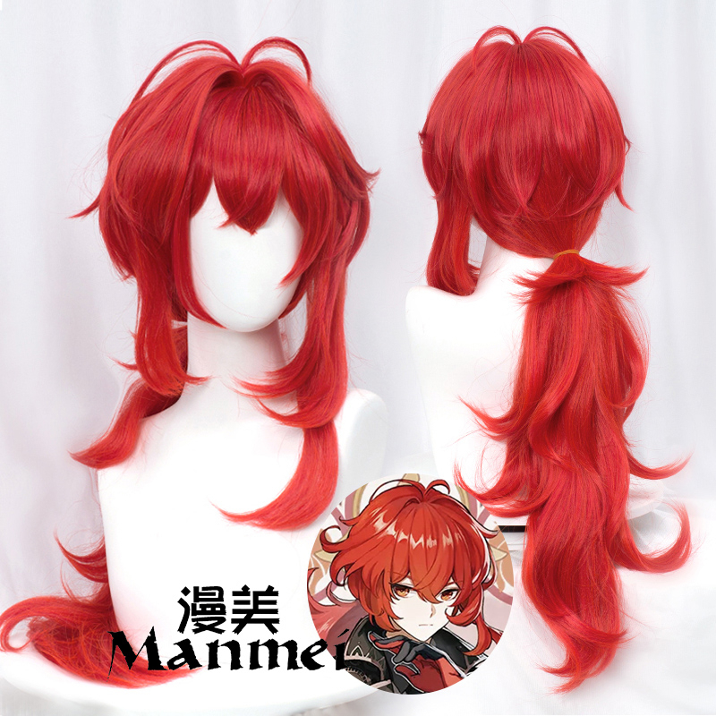 ✨ READY ✨Manmei - Diluc Ragnvindr Genshin Impact Wig Cosplay