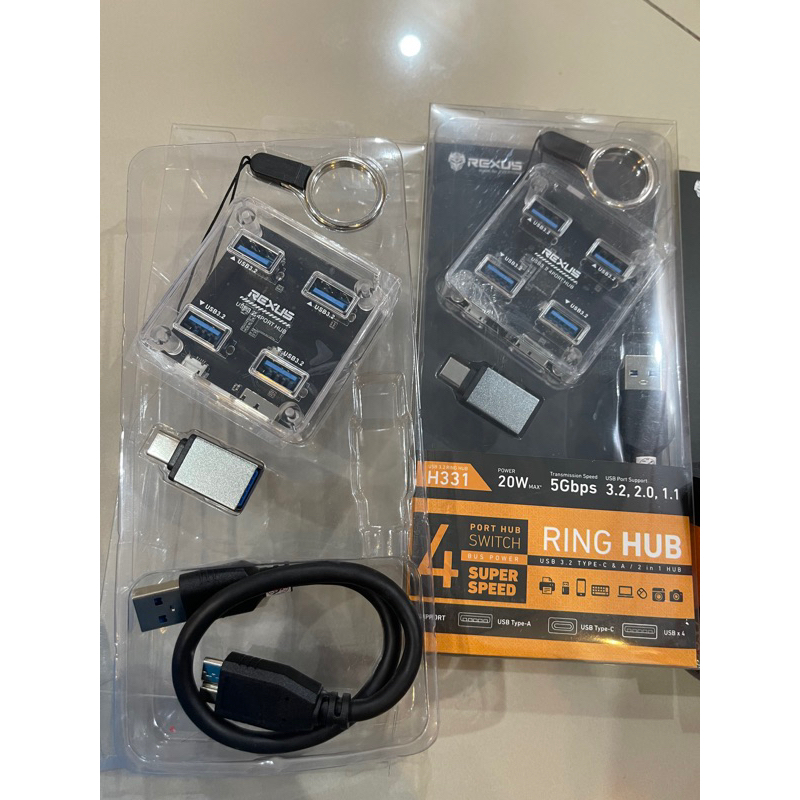 Rexus Ring USB HUB H331  4 Port + Converter Type C