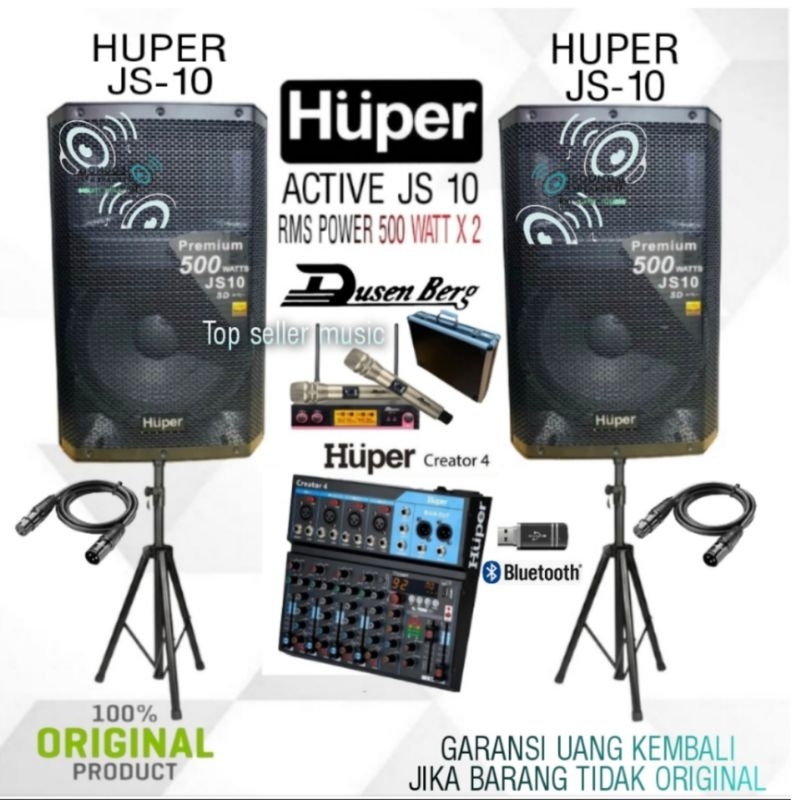 Paket Sound Live Musik HUPER JS10 JS 10 Mixer Huper Creator 4 Mic Dusenberg Original
