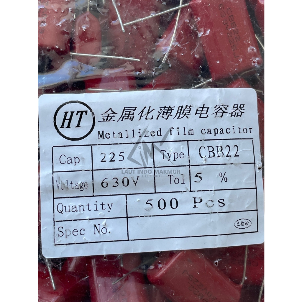 10 BUAH MILAR 225J 630V MILAR 225 630V KAPASITOR MYLAR 630 VOLT ups