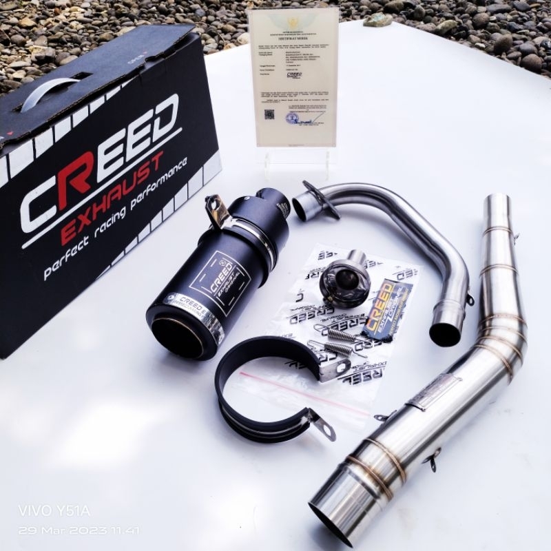 knalpot racing 100% original creed exhaust fullset suara ngbass padat for satria vixion R15 sonic by