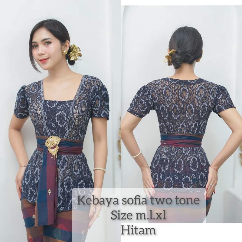 Kebaya Brokat Sofia Twotone Lengan Pendek