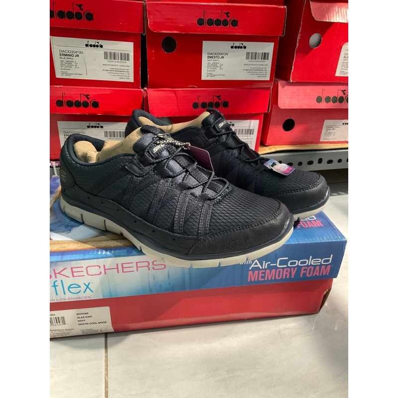 Ori Sale Sepatu Skechers Flex Gratis Cool Mood Navy