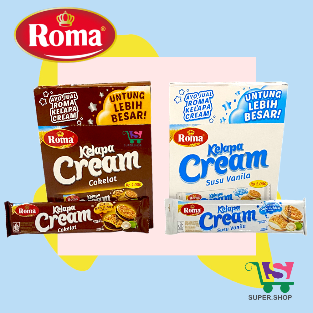 Roma Kelapa Cream Susu Vanilla / Cokelat PACK (isi 12 pcs)