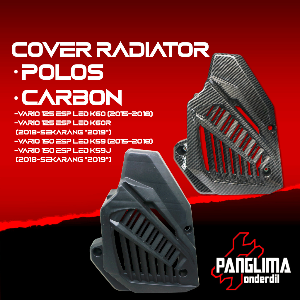 Cover Kipas Radiator Karbon-Carbon-Light-Black Vario 125-150 New eSP LED 2015-2018 Dudukan Tutup Mesin
