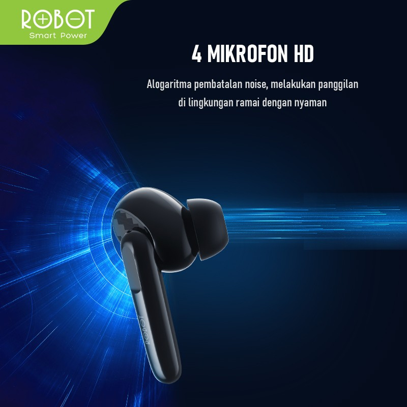 TWS Wireless Earphone Airbuds Garansi 1 Tahun - Robot T40NC