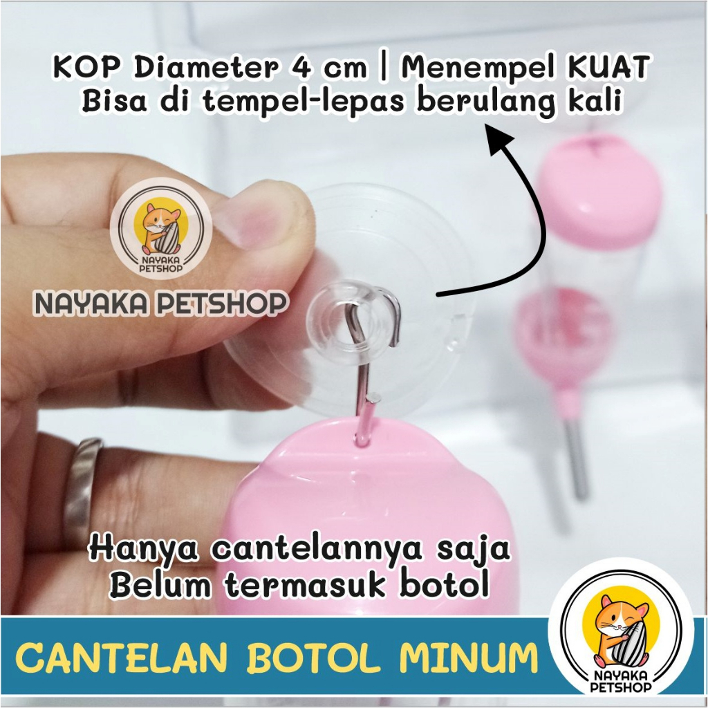 Kop Cantelan Botol Hamster Cantolan Dot Air Minum Hook Gantungan Wadah Aquarium Terarium Akuarium Hewan