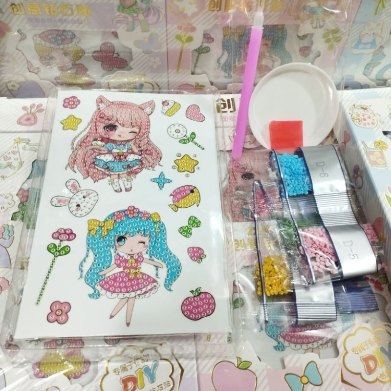 Stiker DIY Diamond Painting 5D Princess/Stiker Diamond DIY Cutie Pop/Stiker Paper Bag/Buku Stiker DIY