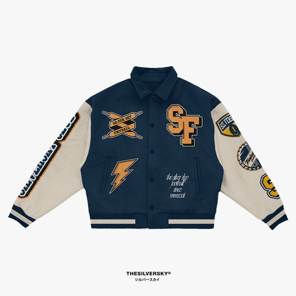 Thesilversky Varsity Football Club Navy Jacket Premium | Full Bordir Embroidery