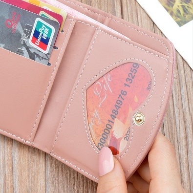 DOMPET LIPAT WANITA BRANDED SIMPLE LUCU MURAH CEWEK IMPORT MINI KULIT PREMIUM PINK KEKINIAN KOREA SLOT KARTU UANG KECIL PENDEK REMAJA LORYCA WA682P3