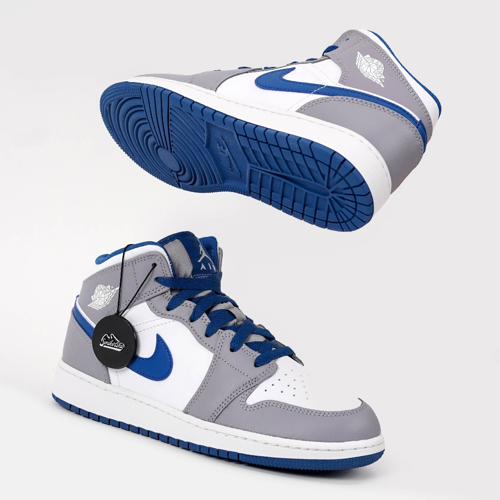 Air Jordan 1 Mid Cement True Blue GS