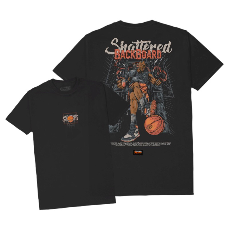 Nggambar Sepatu tshirt black SS - Jordan shattered back board