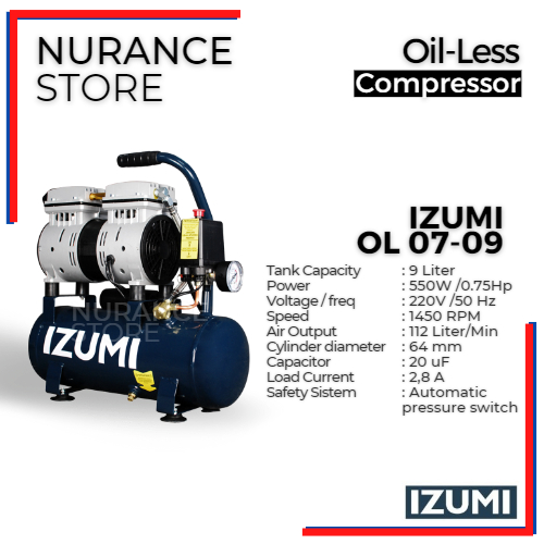 OIL LESS COMPRESSOR IZUMI OL 07-09