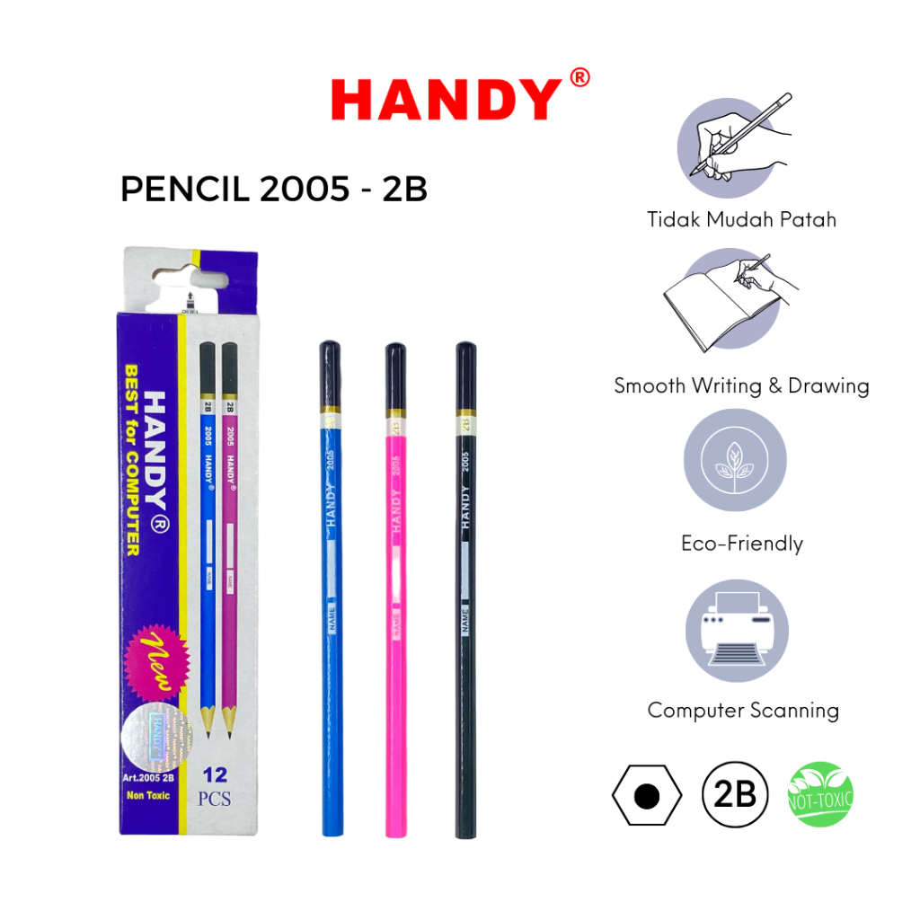 

HANDY Pensil Sketch 2B 2005 Isi 12 Pcs