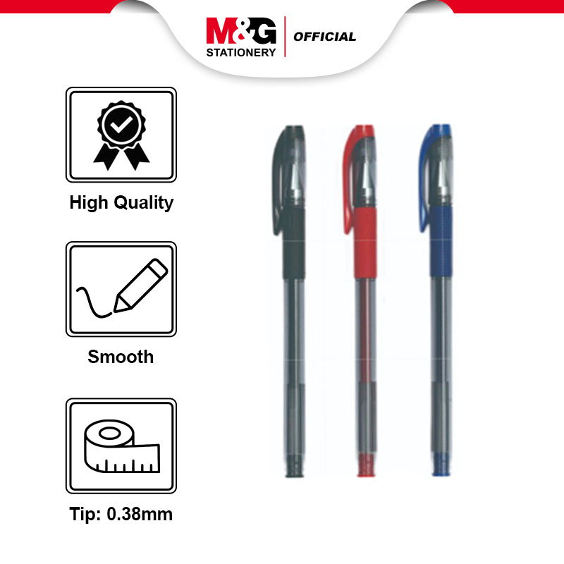 

M&G Stick Gel Pen 0.38mm Comfort rubber grip Pena Cair Biru 8pcs
