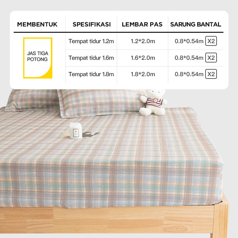 Sprei 120x200 Aesthetic Bahan Katun Halus Seprai Kotak Pink Hijau Orange -  WORLDHOME