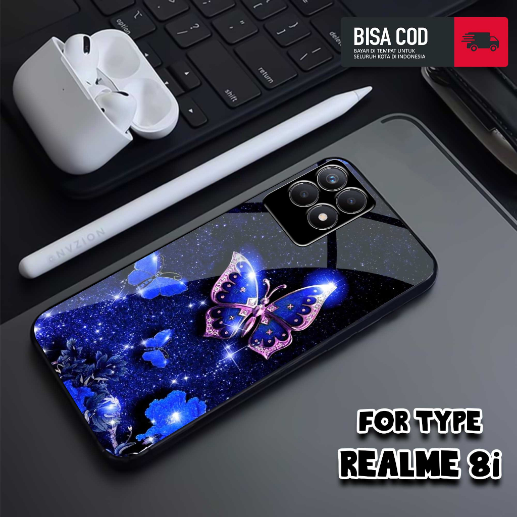 Case REALME 8i - MOTIF [BUTTERFLY] - Casing REALME 8i - Hardcase Premium Glossy - Silikon - Softcase