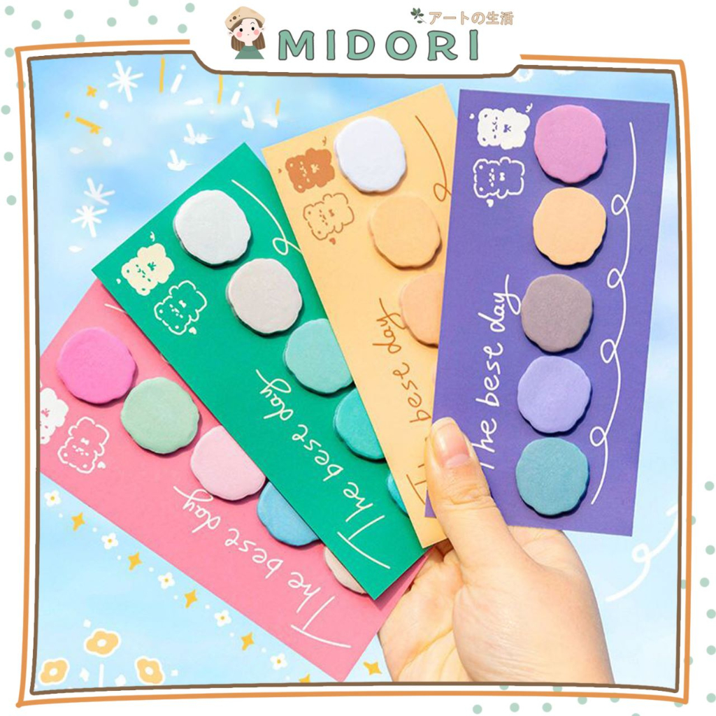 

[MIDORI] 5Pad MINI STICKY ROUND THE BESE DAY Sticky Notes Colorful Pastel - C0038