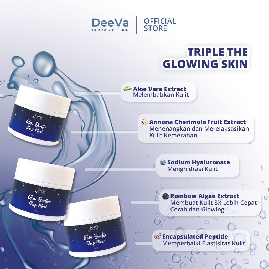 DeeVa Derma Soft Skin - Glow Booster Sleep Mask ( sleeping mask / moisturizer / pelembap)