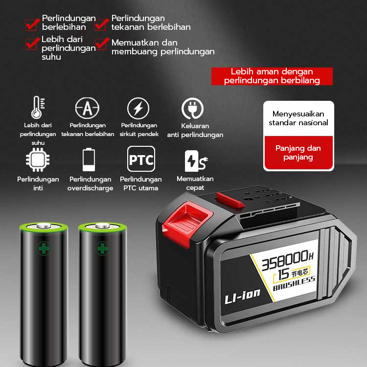 CORDLESS IMPACT WRENCH BRUSHLESS 580N.M impact baterai 3200r/min MESIN BOR UNTUK BAUT MOBIL impact 21v original 1 baterai impek baterai