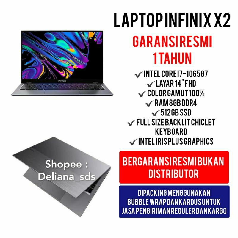 Laptop Infinix Inbook X2 Intel Core i7-1065G7 Garansi Resmi 1 Tahun Laptop Infinix X2 Laptop Infinix