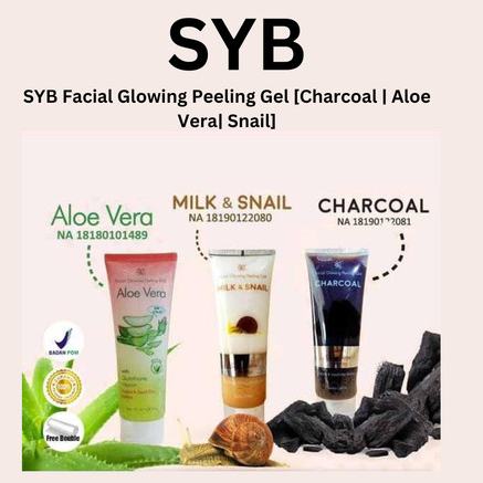 Syb Exfoliating Facial Glowing Peeling Gel Aloevera Aloe vera Charcoal Milk &amp; Snail Eksfolias Exfoliasi Feeling