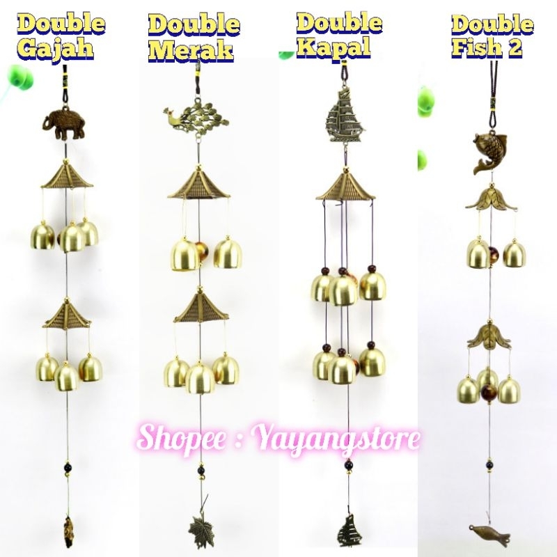 Windchime / Genta Angin / Fungling / Fung Ling / Lonceng Angin / Kelintingan 3 tubes dan 6 tubes Tembaga Kuningan Aksesoris Dekorasi Naga Patkwa Pixiu Merak Ikan