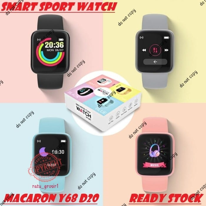 Jam Tangan Smart Watch Macaron Colour Watch Sport Heart Rate Monitoring Tracker