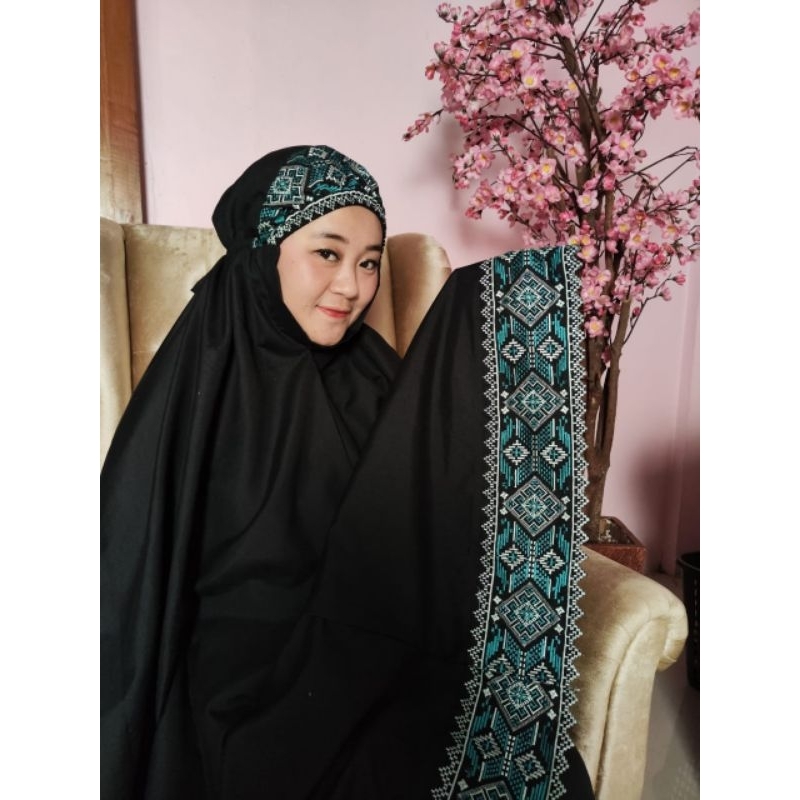 mukena dewasa katun  bordir songket Siti hawa