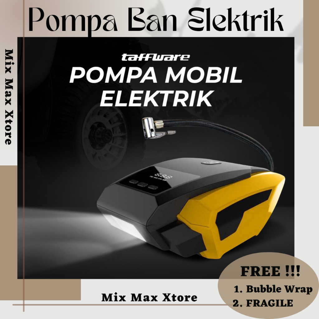 Taffware Pompa Ban Mobil Elektrik Serba Guna Inflator Pengukur Tekanan Udara - Black/Yellow