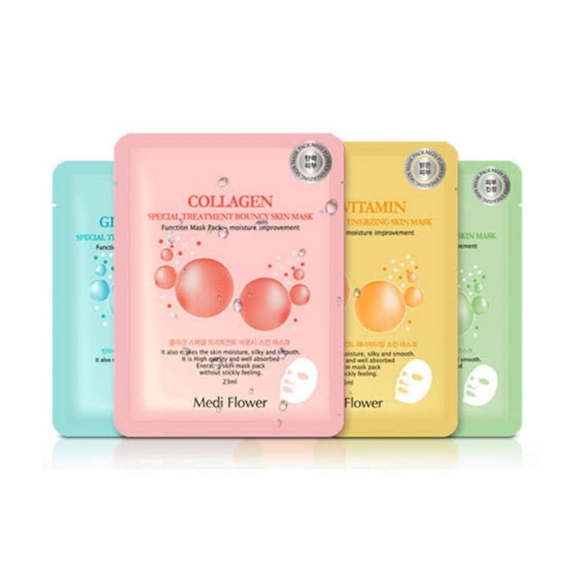 Medi Flower face mask masker wajah muka Collagen kolagen Cantella cantela asiatica vitamin C multivi