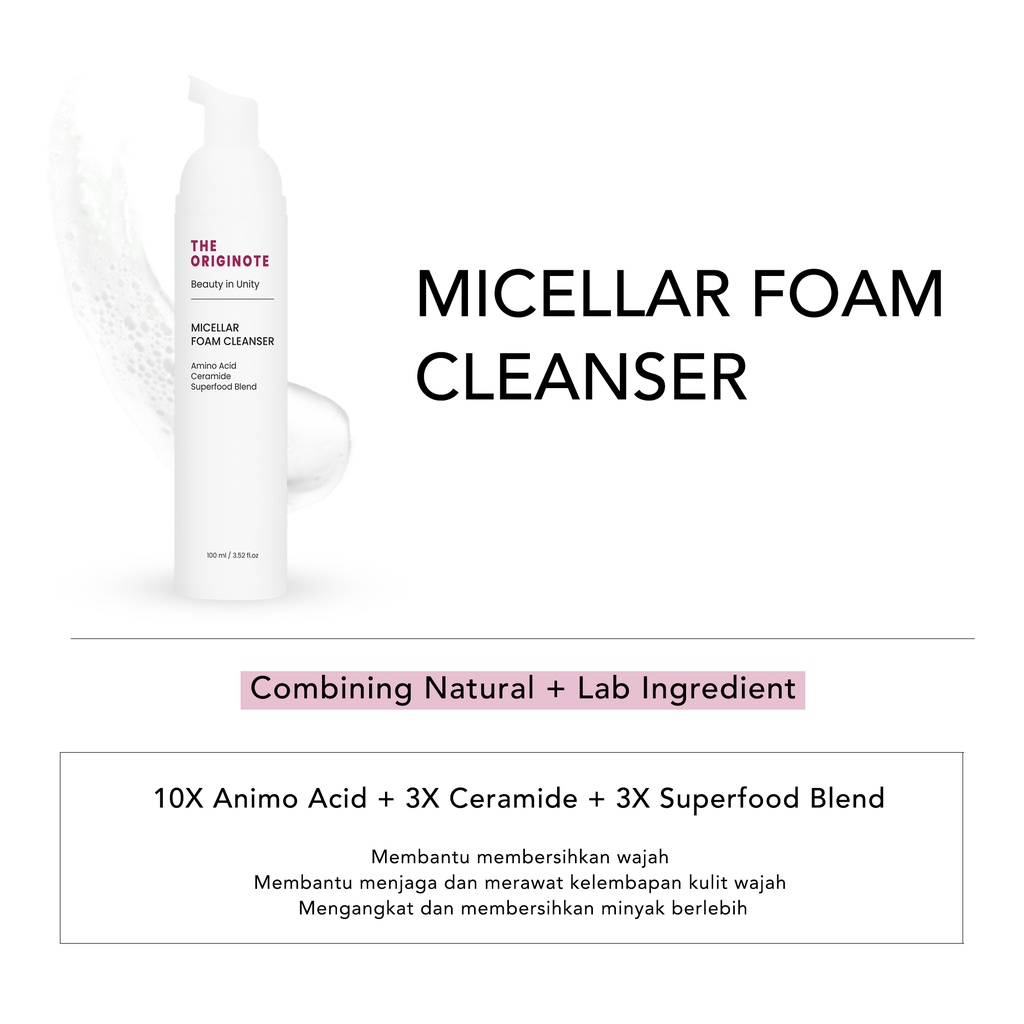 The Originote Micellar Foam Cleanser - Sabun Cuci Muka Busa Face Wash Facial Cleanser Membersihkan Wajah with Ceramide