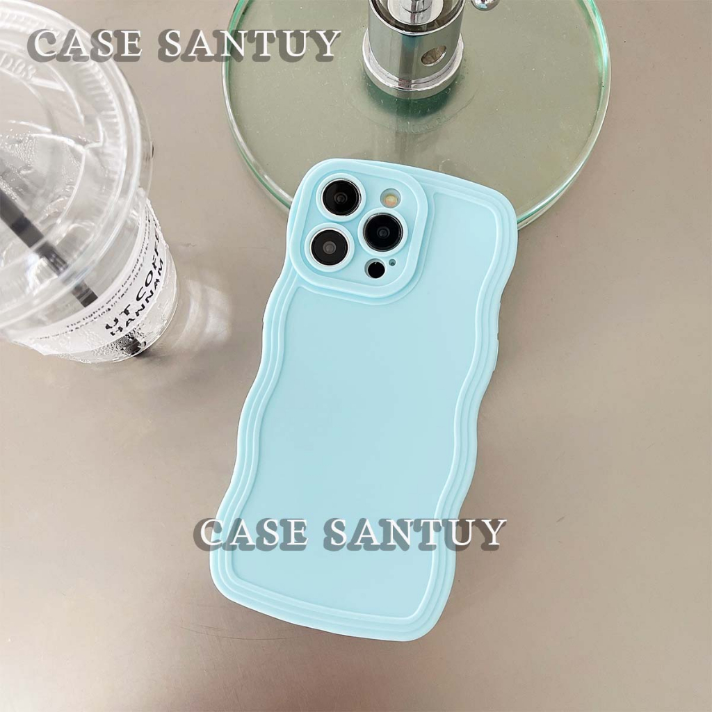 Case Casing Oppo A54 4G A55 4G A57 2022 A74 A95 A74 5G A76 4G Gelombang Warna Waxy Wave Edge Macaron