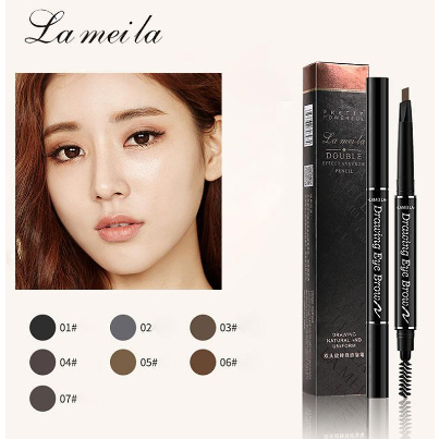 LAMEILA DOUBLE EYEBROW + BRUSH 2IN1 PENSIL ALIS / PENEBAL ALIS MATA