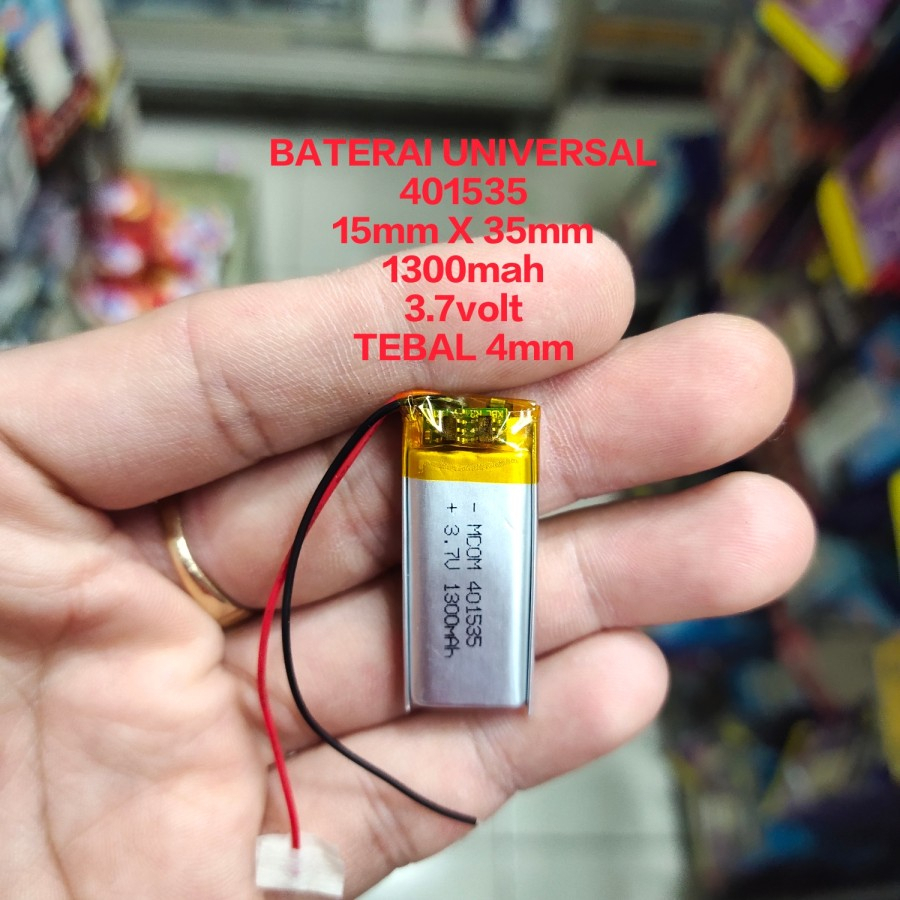 BATERAI UNIVERSAL 401535 ukuran 15mm x 35mm 1300mah kabel 2 MANTUL