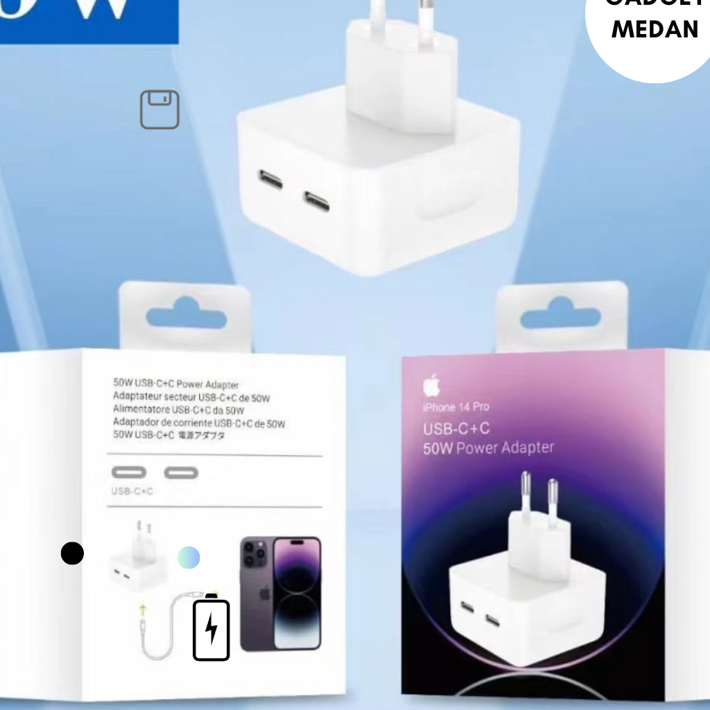 Batok Charger Iphone 50Watt /Kepala Charger Iphone 14 Pro Max Dual  type C to C