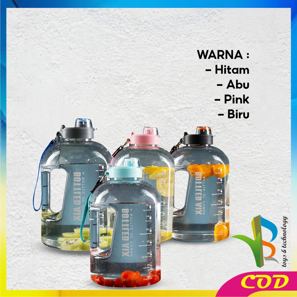 RB-C470 Botol Minum Transparan 2200ML Tumblr Botol Gym Bottle / Tempat Botol Minum Olahraga Ukuran Besar BPA FREE