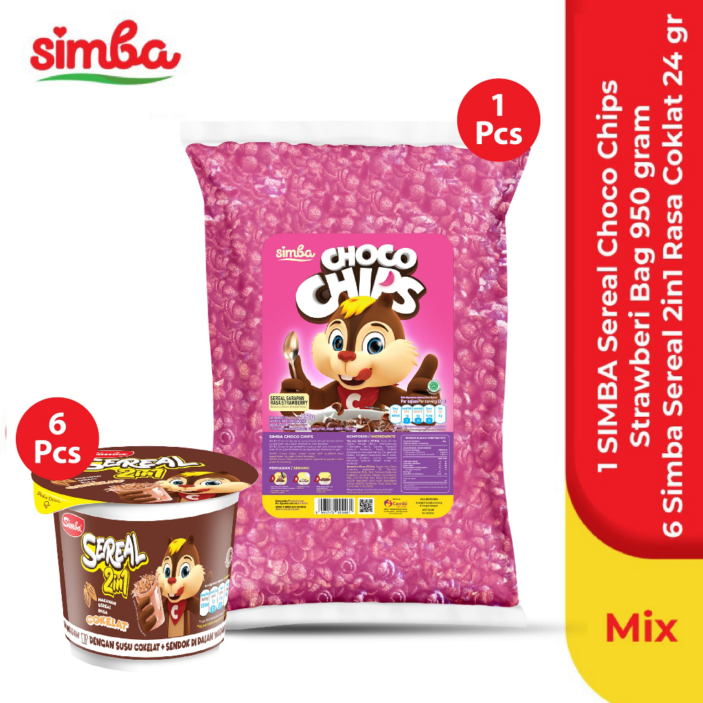 

Sereal Choco Chips Strawberry Bag 1kg & 6 Choco Chips 2in1 cokelat