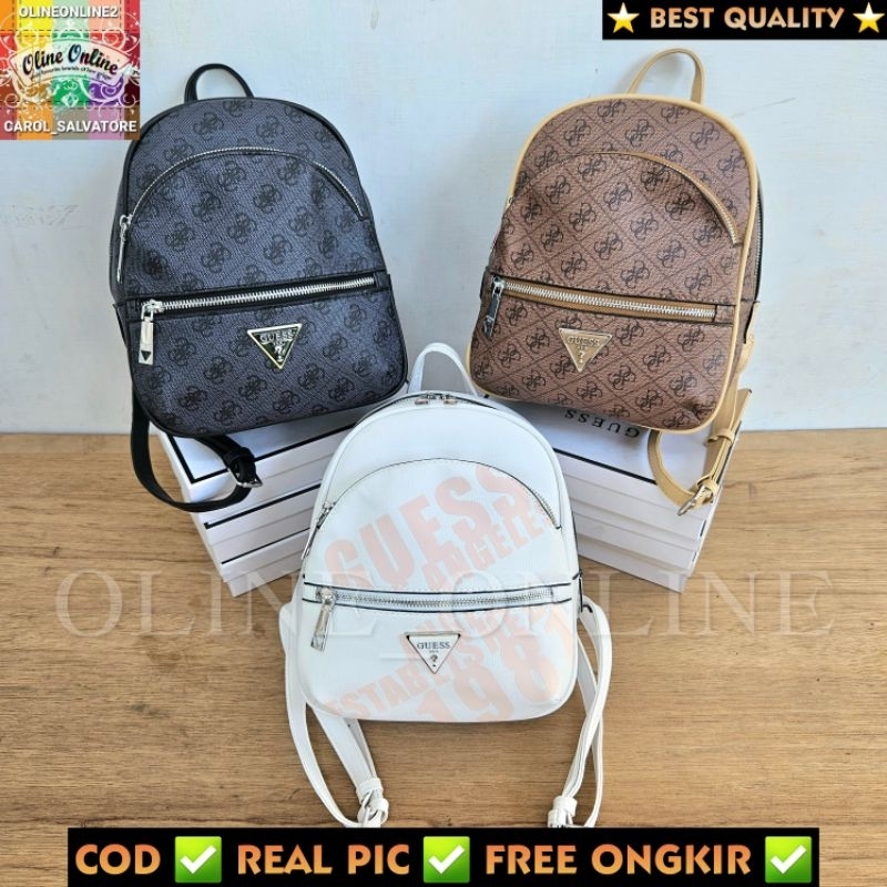 (WODB) tas ransel manhattan wanita backpack size besar large medium jumbo mommy diaper bag fashion logo 4g brown coffee black punggung bp girl carry all gb