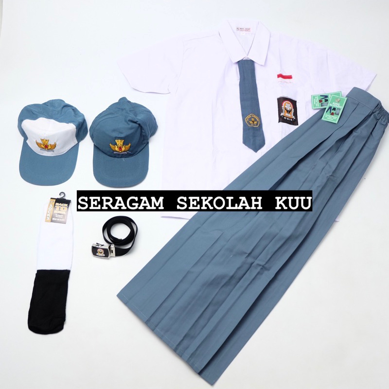 Setelan Super Lengkap Seragam Sekolah SMA BAJU PENDEK ROK PANJANG Perempuan Cewek