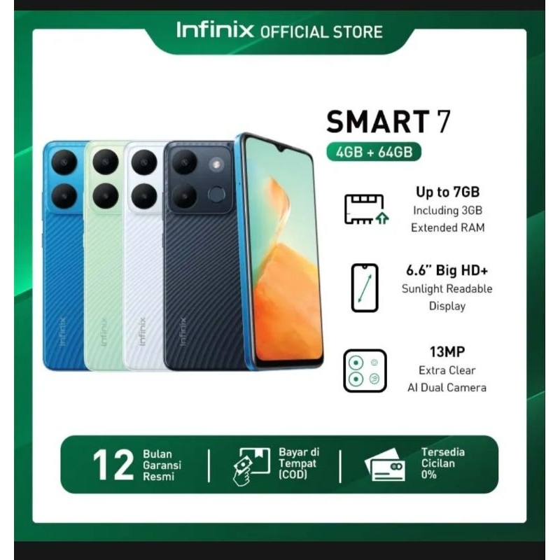 Infinix Smart 7 Ram 4GB - 64GB Garansi Resmi