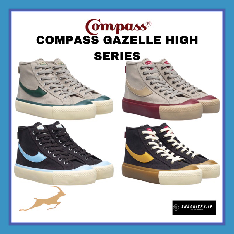 [ORIGINAL] SEPATU COMPASS GAZELLE HIGH WAFER GREEN / WAFER MAROON / CHOCO ICE / CARAMEL