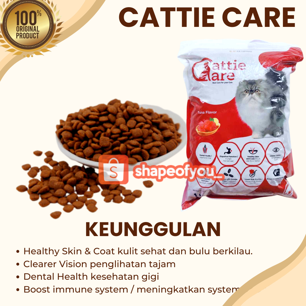 Cattie Care Makanan Kucing Kering 1kg Repack Catie Care Dry Food Cattiecare Tuna Freshpack 800gr